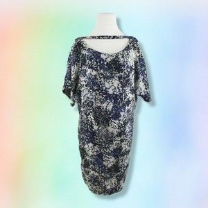 Club Monaco Dress XS Loose Fit Silk Fully Lined Abstract Print Open Back‎